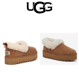 UGG Nita Platform Slipper In Chestnut size 6 women winter shoes very cozy & warm